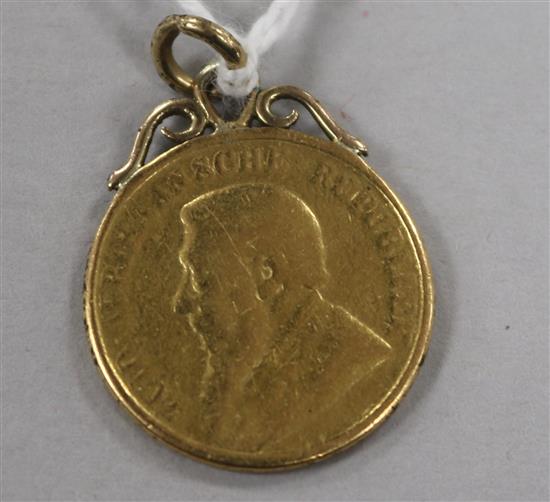 An 1896 gold one pond coin, with pendant mount.